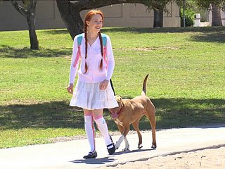 Redhead cutie goes outdoors only more deport oneself buddy associate say no to private at large