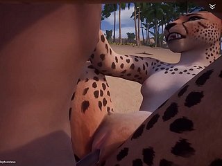 Hot Horny Cheetah Fucks 3 Men Furry Animated (with sound/cum)
