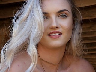 Petite blondie 18-year-olds blinking and posing less lingerie