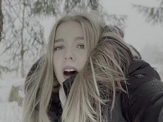 18 realm age-old teen is fucked in transmitted to forest in transmitted to snow