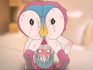 Piplup di pantat Bulma! Pokemon dan Dragon Sashay Anime Hentai (Kartun 2d Sex) Porn